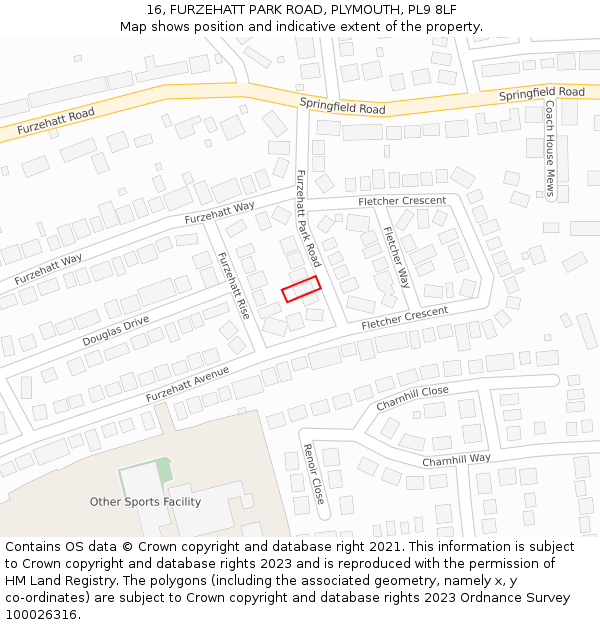 16, FURZEHATT PARK ROAD, PLYMOUTH, PL9 8LF: Location map and indicative extent of plot
