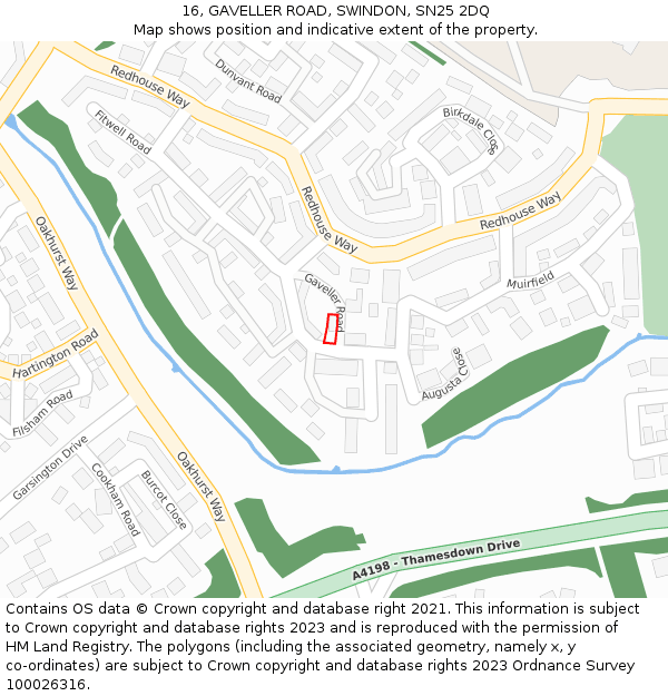 16, GAVELLER ROAD, SWINDON, SN25 2DQ: Location map and indicative extent of plot