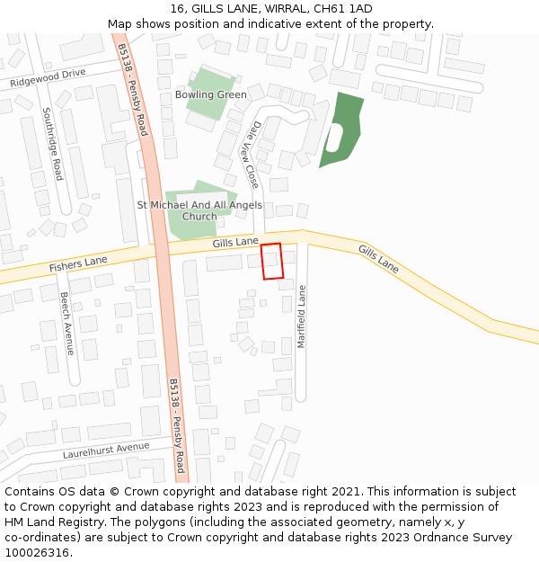16, GILLS LANE, WIRRAL, CH61 1AD: Location map and indicative extent of plot