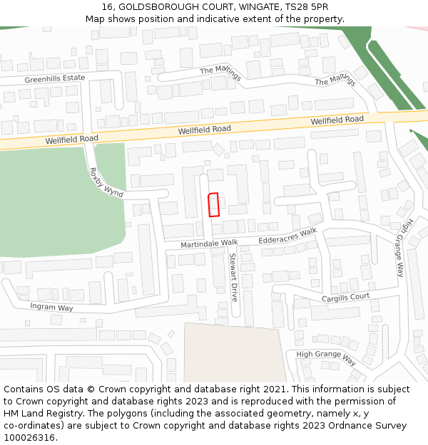 16, GOLDSBOROUGH COURT, WINGATE, TS28 5PR: Location map and indicative extent of plot