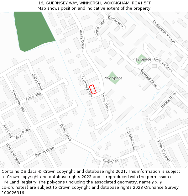 16, GUERNSEY WAY, WINNERSH, WOKINGHAM, RG41 5FT: Location map and indicative extent of plot