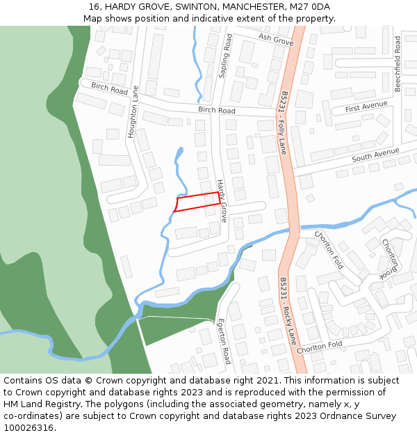 16, HARDY GROVE, SWINTON, MANCHESTER, M27 0DA: Location map and indicative extent of plot