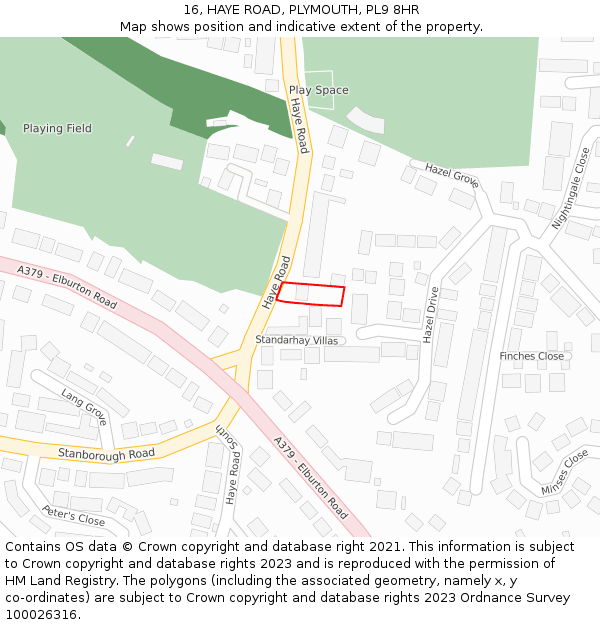16, HAYE ROAD, PLYMOUTH, PL9 8HR: Location map and indicative extent of plot