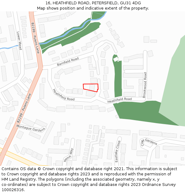 16, HEATHFIELD ROAD, PETERSFIELD, GU31 4DG: Location map and indicative extent of plot