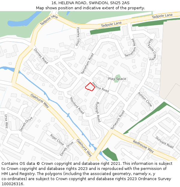16, HELENA ROAD, SWINDON, SN25 2AS: Location map and indicative extent of plot