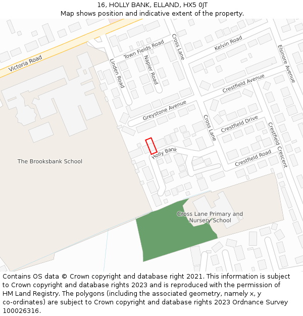 16, HOLLY BANK, ELLAND, HX5 0JT: Location map and indicative extent of plot