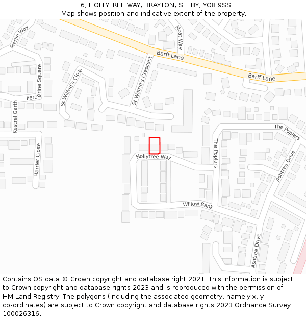 16, HOLLYTREE WAY, BRAYTON, SELBY, YO8 9SS: Location map and indicative extent of plot