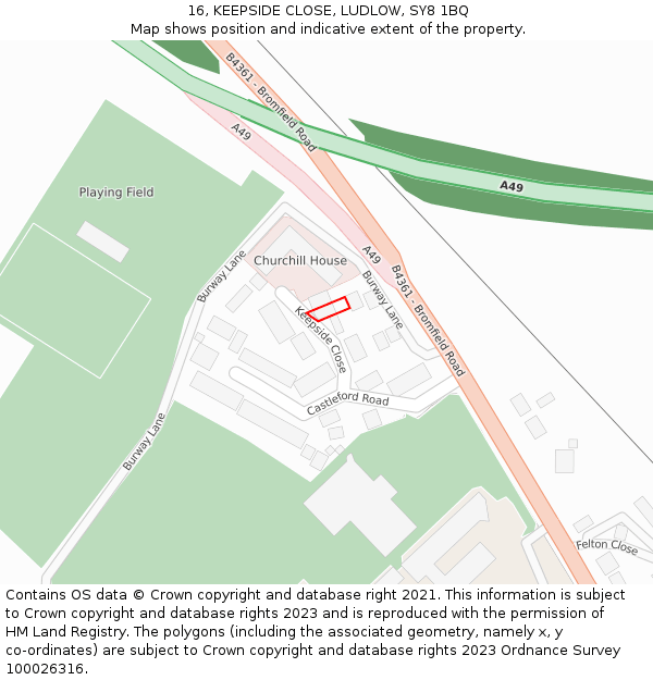 16, KEEPSIDE CLOSE, LUDLOW, SY8 1BQ: Location map and indicative extent of plot