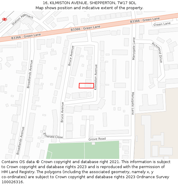 16, KILMISTON AVENUE, SHEPPERTON, TW17 9DL: Location map and indicative extent of plot