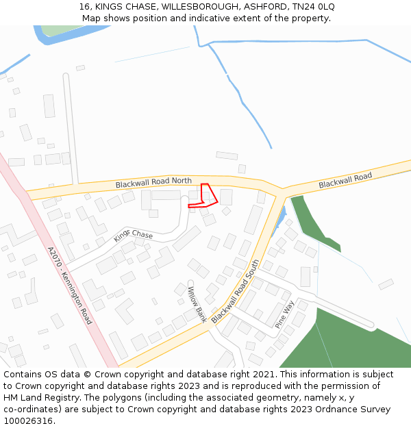 16, KINGS CHASE, WILLESBOROUGH, ASHFORD, TN24 0LQ: Location map and indicative extent of plot