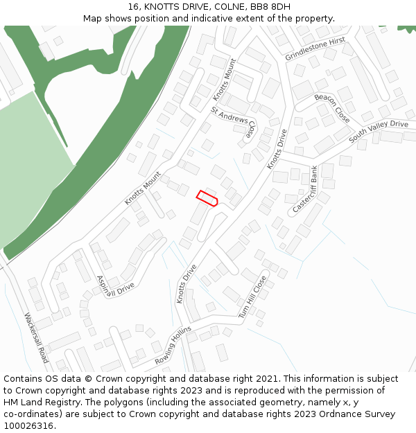 16, KNOTTS DRIVE, COLNE, BB8 8DH: Location map and indicative extent of plot