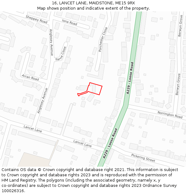 16, LANCET LANE, MAIDSTONE, ME15 9RX: Location map and indicative extent of plot
