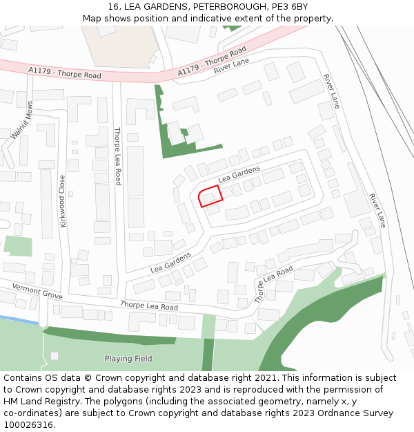 16, LEA GARDENS, PETERBOROUGH, PE3 6BY: Location map and indicative extent of plot