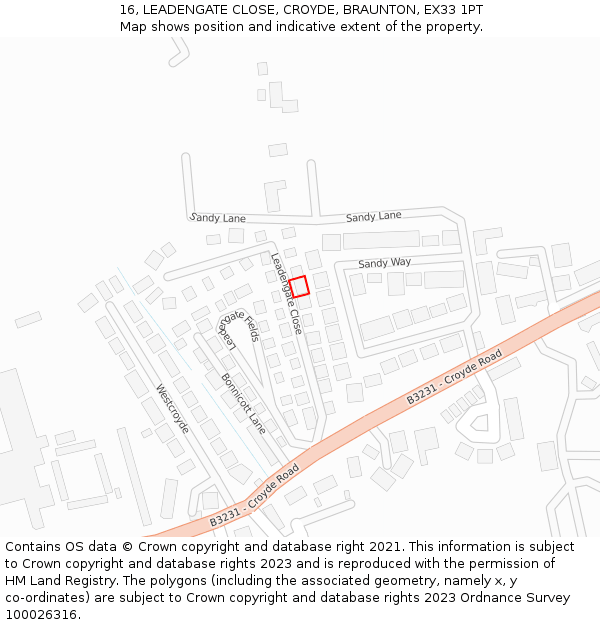 16, LEADENGATE CLOSE, CROYDE, BRAUNTON, EX33 1PT: Location map and indicative extent of plot