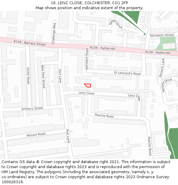 16, LENZ CLOSE, COLCHESTER, CO1 2FP: Location map and indicative extent of plot