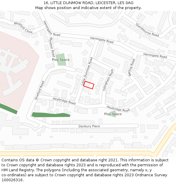 16, LITTLE DUNMOW ROAD, LEICESTER, LE5 0AG: Location map and indicative extent of plot