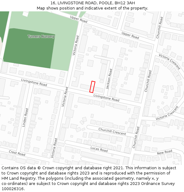 16, LIVINGSTONE ROAD, POOLE, BH12 3AH: Location map and indicative extent of plot