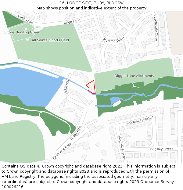 16, LODGE SIDE, BURY, BL8 2SW: Location map and indicative extent of plot