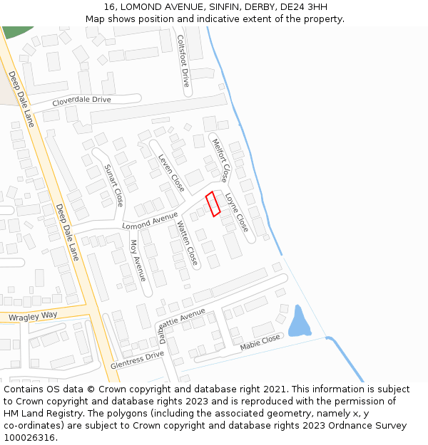 16, LOMOND AVENUE, SINFIN, DERBY, DE24 3HH: Location map and indicative extent of plot