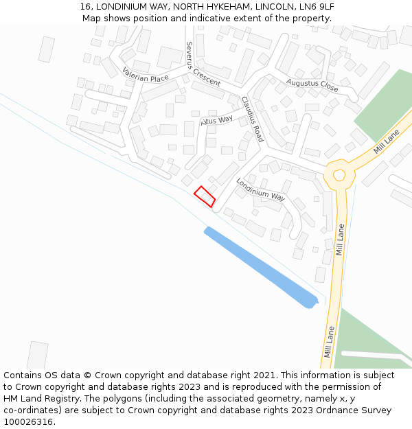 16, LONDINIUM WAY, NORTH HYKEHAM, LINCOLN, LN6 9LF: Location map and indicative extent of plot