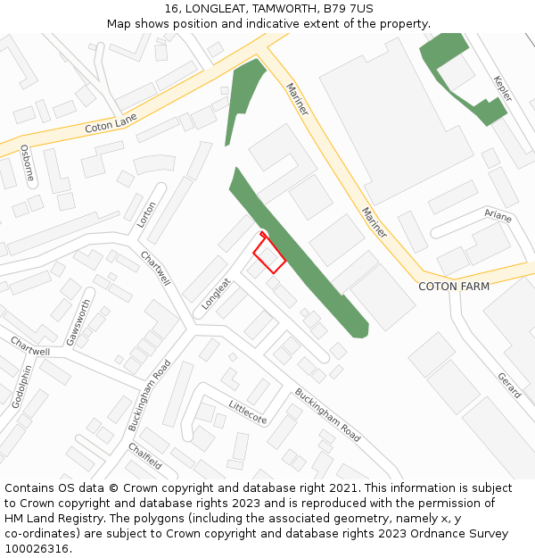 16, LONGLEAT, TAMWORTH, B79 7US: Location map and indicative extent of plot