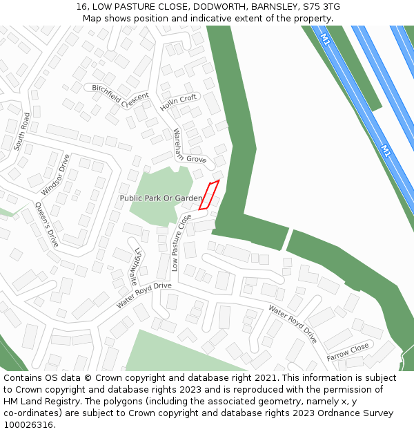 16, LOW PASTURE CLOSE, DODWORTH, BARNSLEY, S75 3TG: Location map and indicative extent of plot