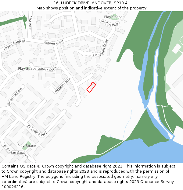 16, LUBECK DRIVE, ANDOVER, SP10 4LJ: Location map and indicative extent of plot