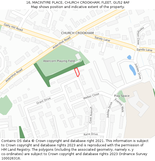 16, MACINTYRE PLACE, CHURCH CROOKHAM, FLEET, GU52 8AF: Location map and indicative extent of plot