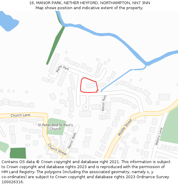 16, MANOR PARK, NETHER HEYFORD, NORTHAMPTON, NN7 3NN: Location map and indicative extent of plot