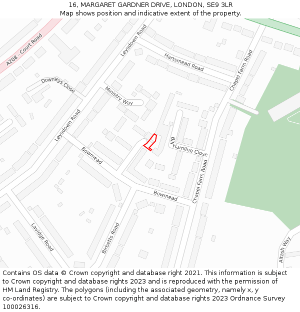 16, MARGARET GARDNER DRIVE, LONDON, SE9 3LR: Location map and indicative extent of plot