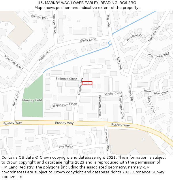 16, MARKBY WAY, LOWER EARLEY, READING, RG6 3BG: Location map and indicative extent of plot