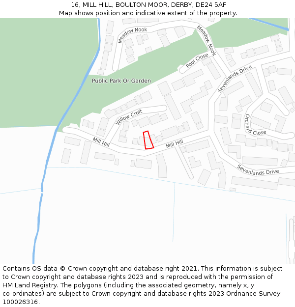 16, MILL HILL, BOULTON MOOR, DERBY, DE24 5AF: Location map and indicative extent of plot