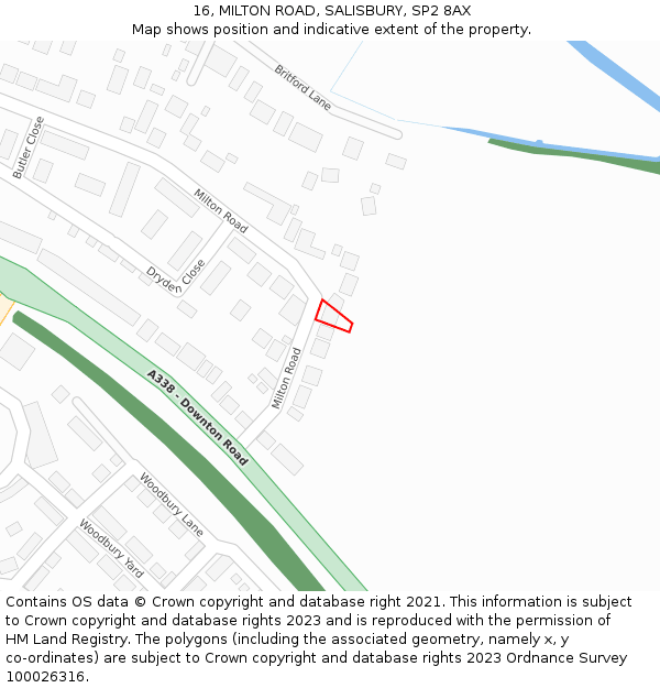 16, MILTON ROAD, SALISBURY, SP2 8AX: Location map and indicative extent of plot