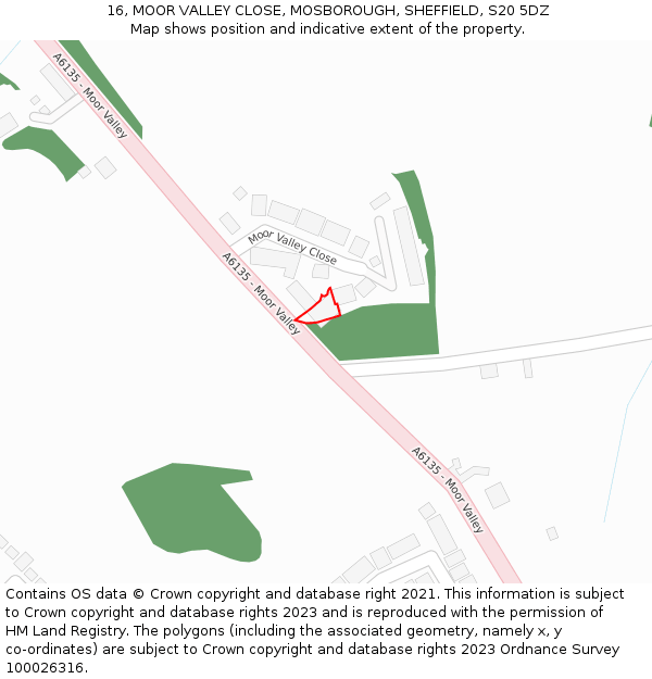 16, MOOR VALLEY CLOSE, MOSBOROUGH, SHEFFIELD, S20 5DZ: Location map and indicative extent of plot