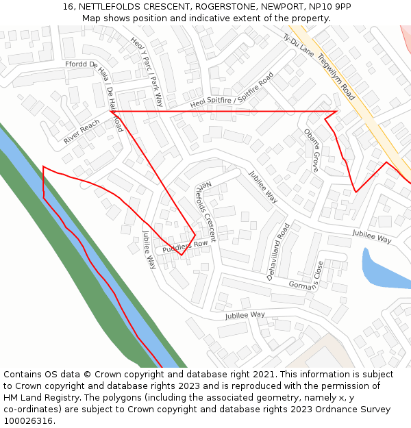 16, NETTLEFOLDS CRESCENT, ROGERSTONE, NEWPORT, NP10 9PP: Location map and indicative extent of plot