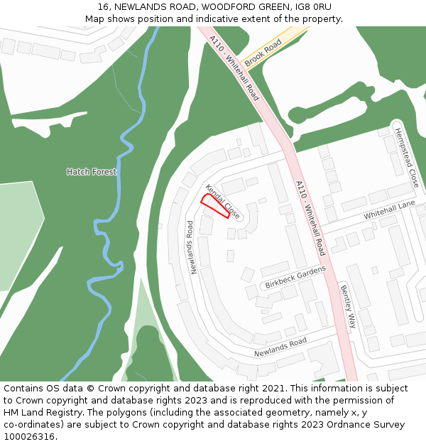 16, NEWLANDS ROAD, WOODFORD GREEN, IG8 0RU: Location map and indicative extent of plot