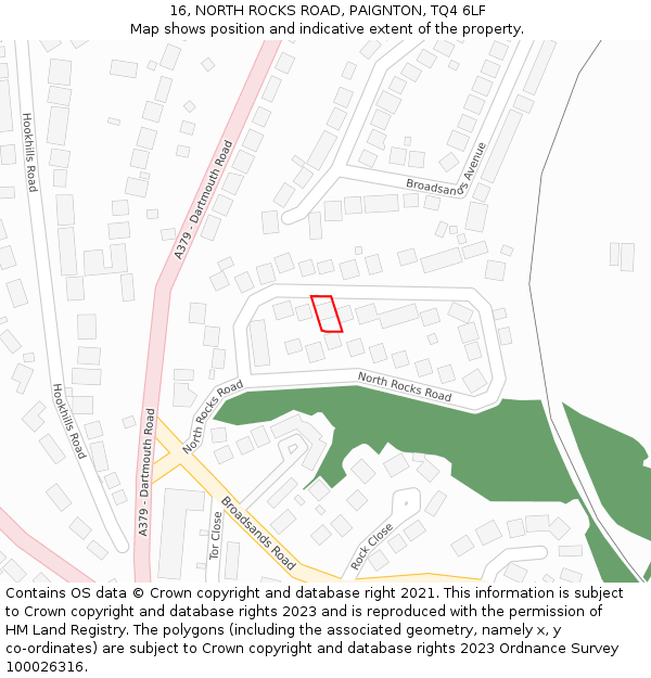 16, NORTH ROCKS ROAD, PAIGNTON, TQ4 6LF: Location map and indicative extent of plot