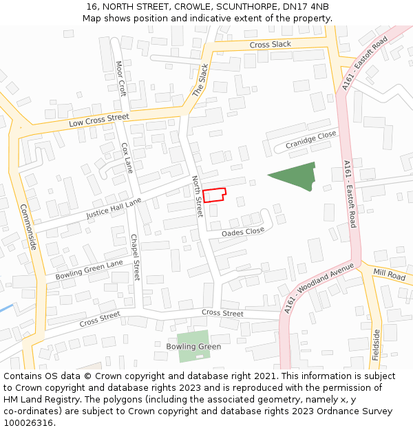 16, NORTH STREET, CROWLE, SCUNTHORPE, DN17 4NB: Location map and indicative extent of plot