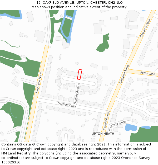 16, OAKFIELD AVENUE, UPTON, CHESTER, CH2 1LQ: Location map and indicative extent of plot