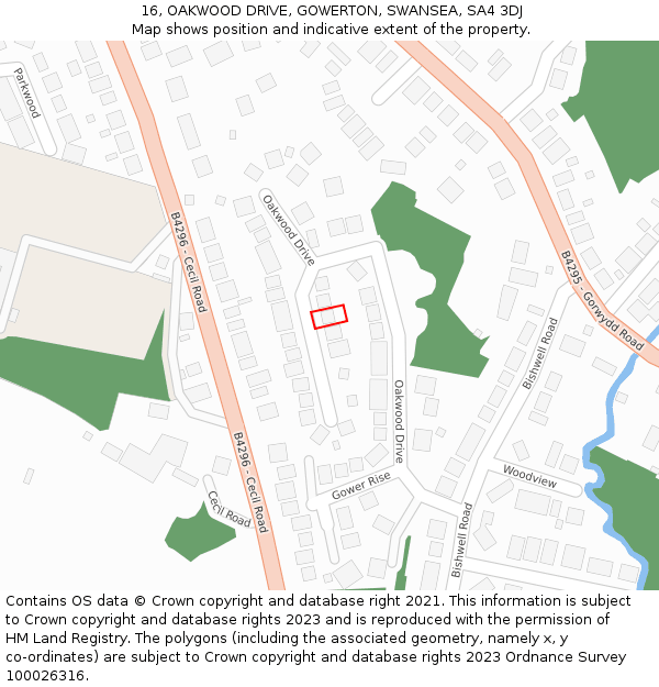 16, OAKWOOD DRIVE, GOWERTON, SWANSEA, SA4 3DJ: Location map and indicative extent of plot