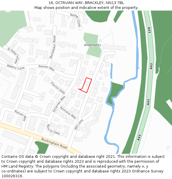 16, OCTAVIAN WAY, BRACKLEY, NN13 7BL: Location map and indicative extent of plot
