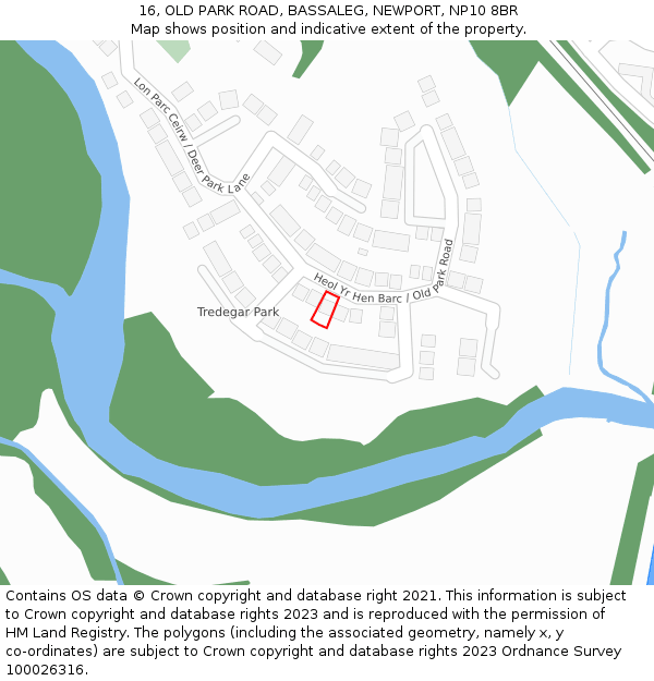 16, OLD PARK ROAD, BASSALEG, NEWPORT, NP10 8BR: Location map and indicative extent of plot