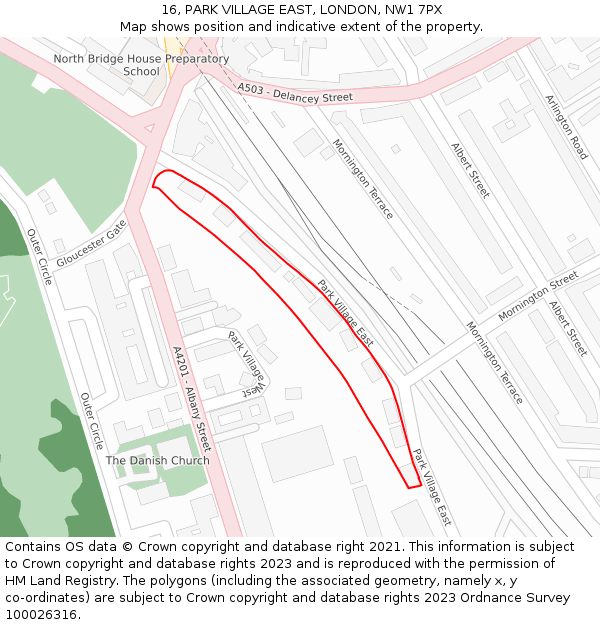 16, PARK VILLAGE EAST, LONDON, NW1 7PX: Location map and indicative extent of plot