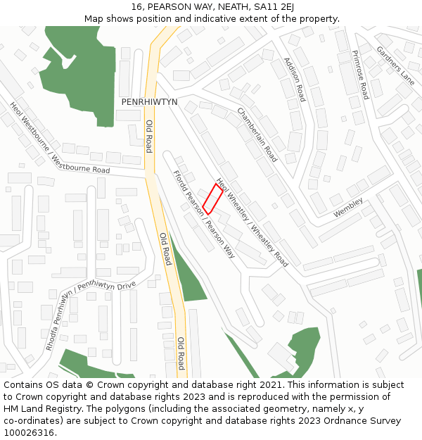 16, PEARSON WAY, NEATH, SA11 2EJ: Location map and indicative extent of plot