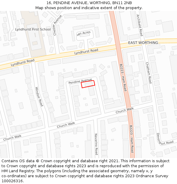 16, PENDINE AVENUE, WORTHING, BN11 2NB: Location map and indicative extent of plot