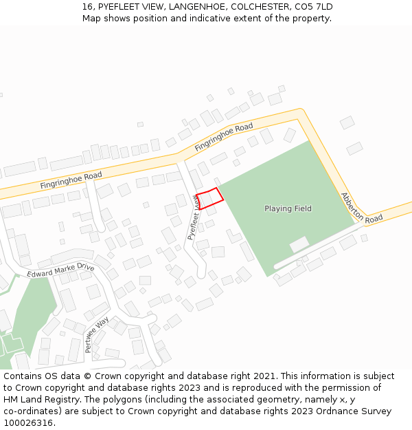 16, PYEFLEET VIEW, LANGENHOE, COLCHESTER, CO5 7LD: Location map and indicative extent of plot