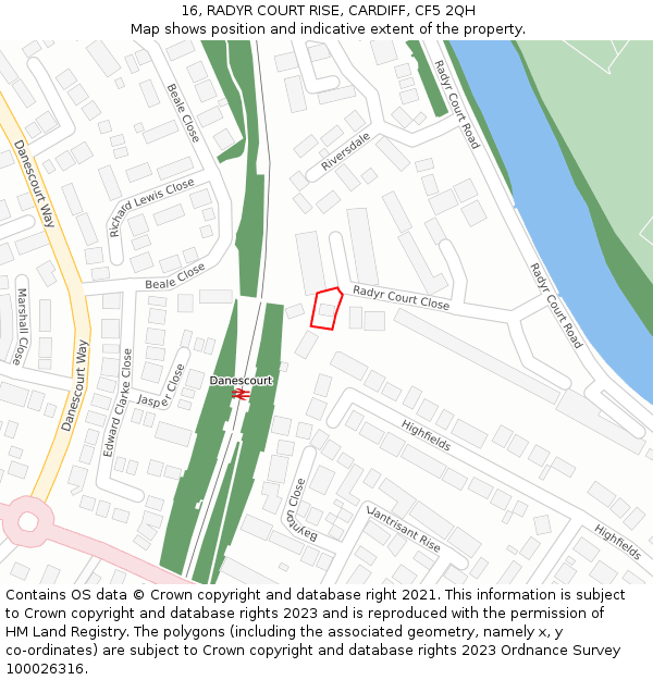 16, RADYR COURT RISE, CARDIFF, CF5 2QH: Location map and indicative extent of plot
