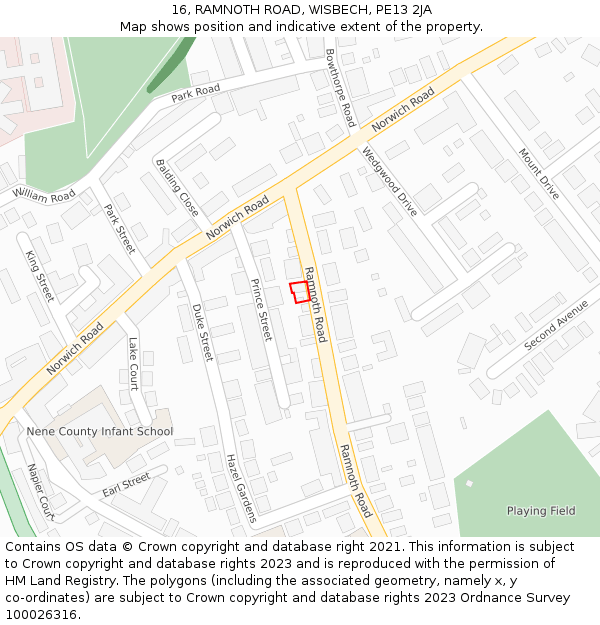 16, RAMNOTH ROAD, WISBECH, PE13 2JA: Location map and indicative extent of plot