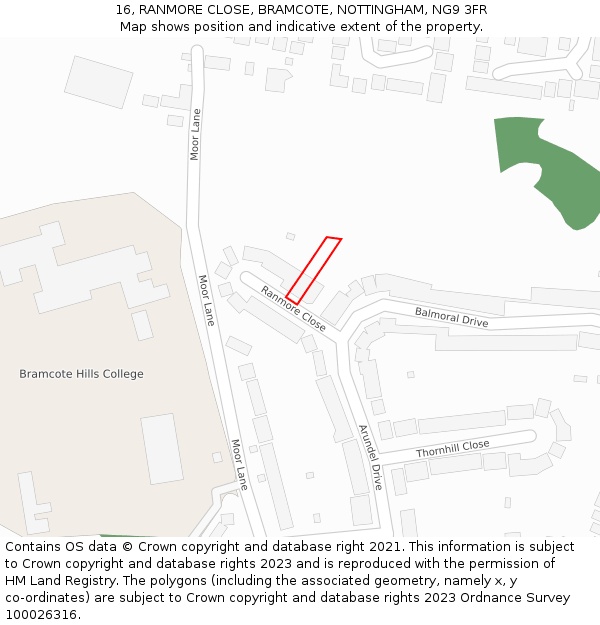 16, RANMORE CLOSE, BRAMCOTE, NOTTINGHAM, NG9 3FR: Location map and indicative extent of plot
