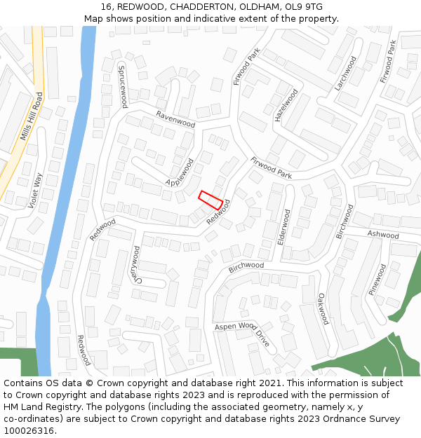 16, REDWOOD, CHADDERTON, OLDHAM, OL9 9TG: Location map and indicative extent of plot